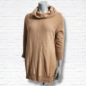 Halogen Camel Cashmere Cowlneck Oversized Dolman Sleeve Sweater Size M